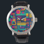 Montre Couleurs néon Abstraites et formes bohèmes géométr<br><div class="desc">Motif urbain et géométrique unique avec des couleurs audacieuses et une ambiance joyeuse.</div>