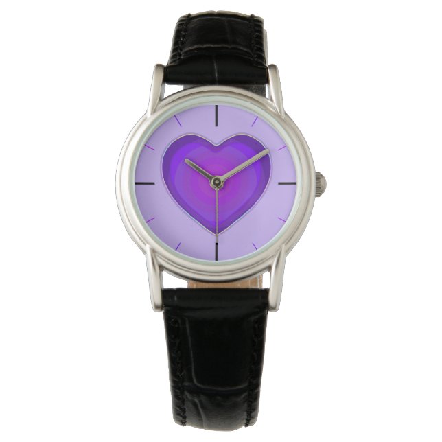 Montre Couleurs pastel & coeurs violets battre (devant)