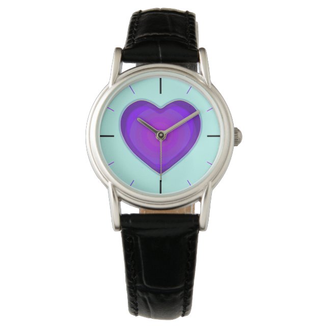 Montre Couleurs pastel & coeurs violets battre (devant)