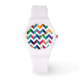 Montre Couleurs sauvages de motif de Cheveron