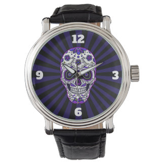 Montre Couleurs Violettes Crâne de Sucre