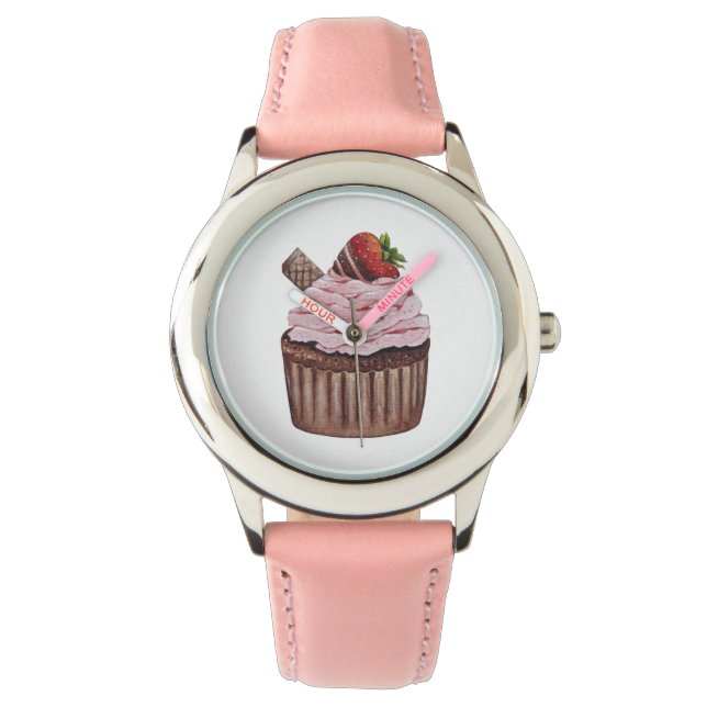 Montre Coupe De Fraise Cute À L'Aquarelle (devant)