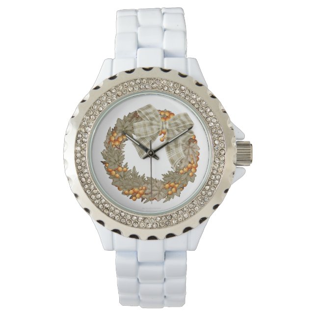 Montre Couronne de Noël avec des billes d'or (devant)