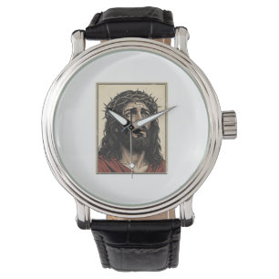 Montre Couronne d'épines vintage portrait religieux art v