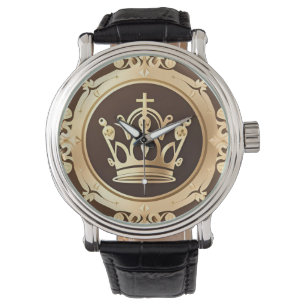 Montre Couronne dorée élégante