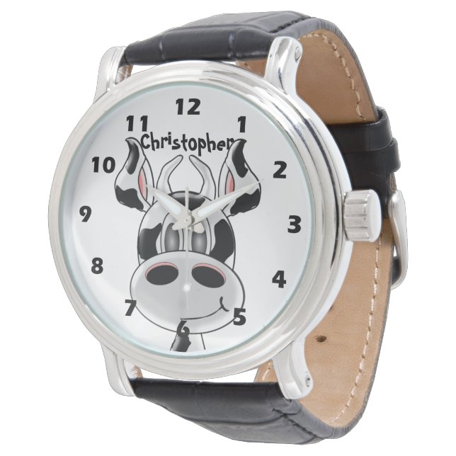 Montre Cow Design Ajoutez simplement un nom (Incliné)