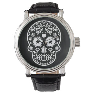 Montre Crâne à sucre noir et blanc Eaux étoilées