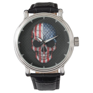 Montre Crâne de drapeau américain sur le graphique en
