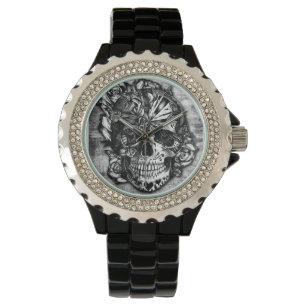 Montre Crâne de sucrerie, crâne grunge de sucre dans no