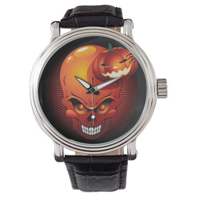 Montre Crâne d'Halloween et Citrouille (devant)