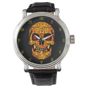 Montre Crâne effrayant d'Halloween avec des yeux sanglant