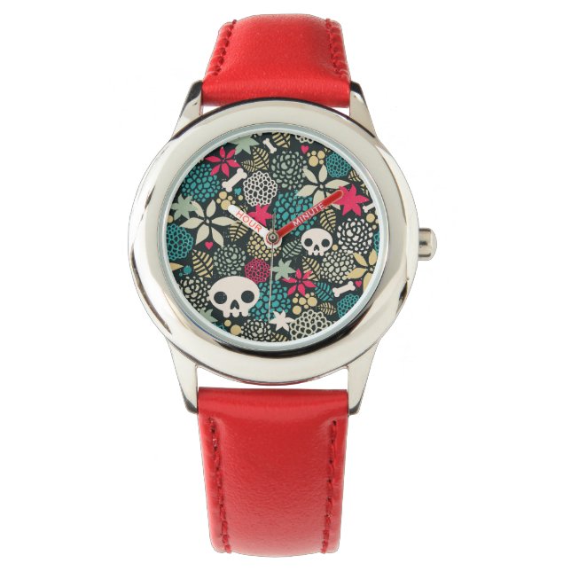 Montre Crâne en fleurs