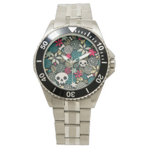 Montre Crâne en fleurs