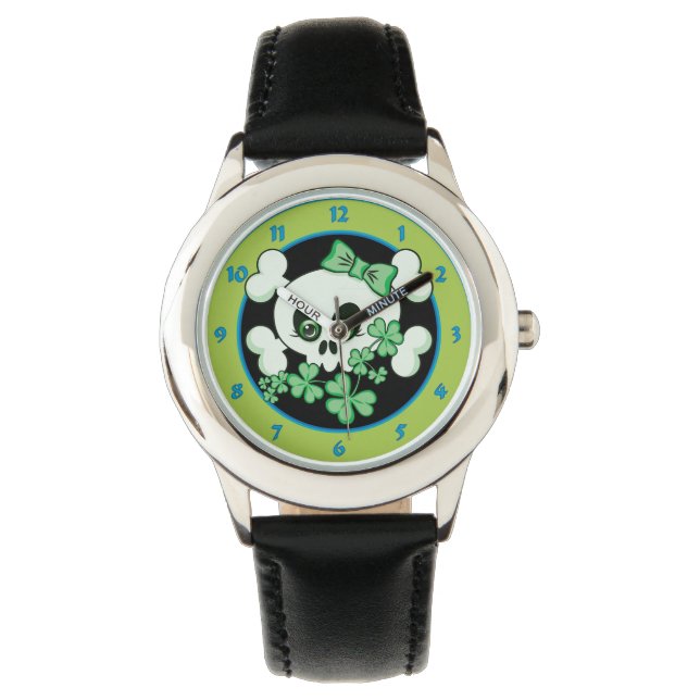 Montre Crâne mignon avec Shamrock (devant)