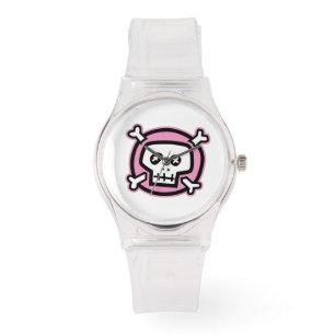Montre crâne rose