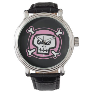 Montre crâne rose