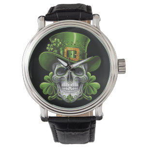 Montre Crâne sucre St Patrick's Day Shamrock