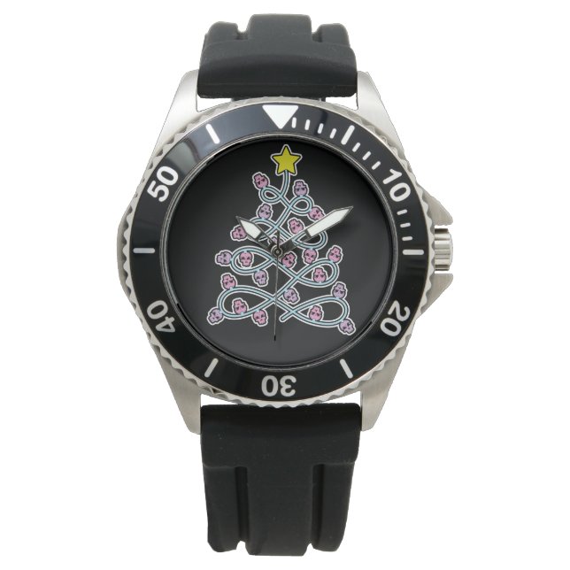 Montre Crânes gothiques Veille d'arbre de Noël (devant)