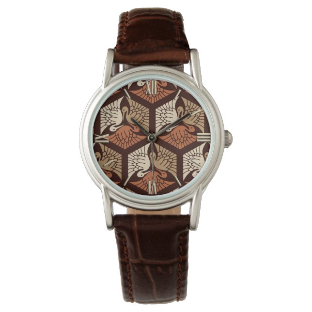 Montre Cranes japanese, Tan, Rust & Chocolate Brown (devant)