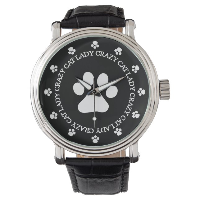 Montre Crazy Cat Lady Empreinte de patte (devant)