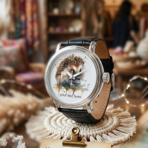 Montre Créature Confortable : Hérisson en aquarelle, pers