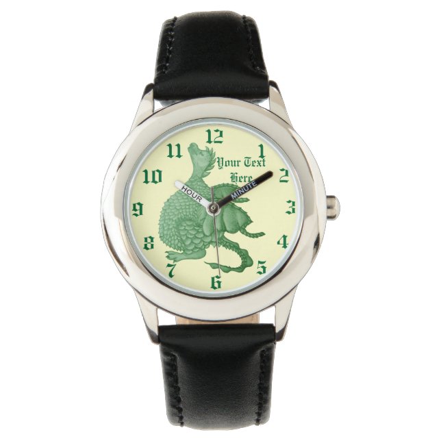 Montre créature imaginaire mythique dragon vert mignon (devant)