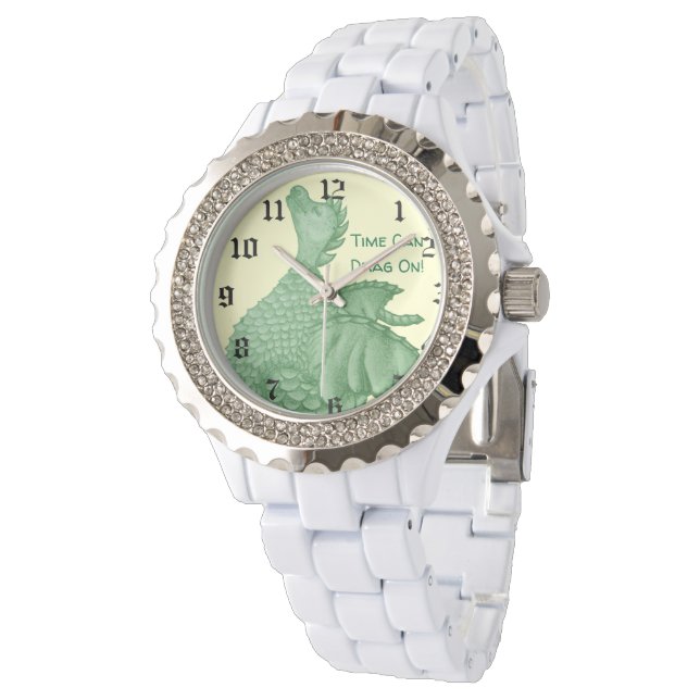 Montre créature imaginaire mythique dragon vert mignon (Incliné)