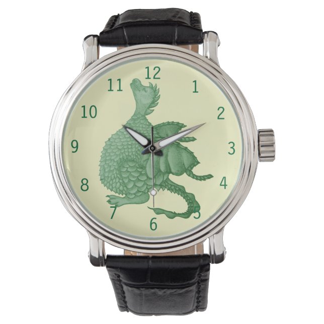 Montre créature imaginaire mythique dragon vert mignon (devant)