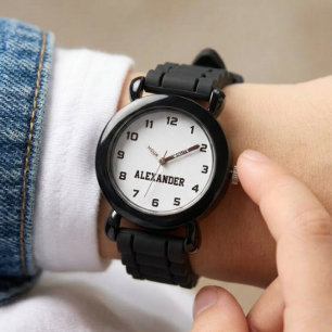 Montre Créez Votre Nom Personnalisé Garçons Noir