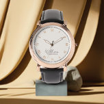 Montre Crème d'ivoire neutre monogramme | Design Or moder<br><div class="desc">Crème d'ivoire neutre monogramme | Design Or Moderne. Cette montre élégante et moderne est conçue avec une typographie manuscrite associée à une typographie en bloc en noir sur un arrière - plan chic Neutral Ivory Cream et a de l'espace pour vous pour écrire votre nom, Le nom monogramme peut facilement...</div>
