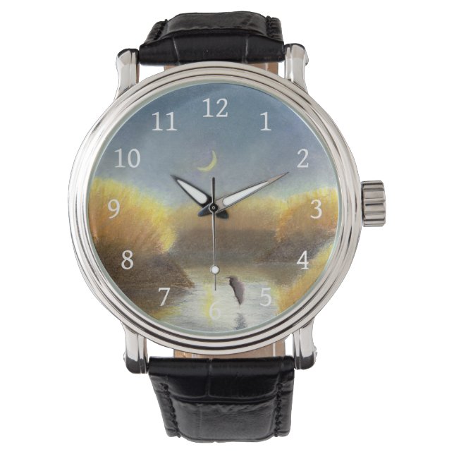 Montre Crescent Moon Great Blue Heron Marsh Watch (devant)