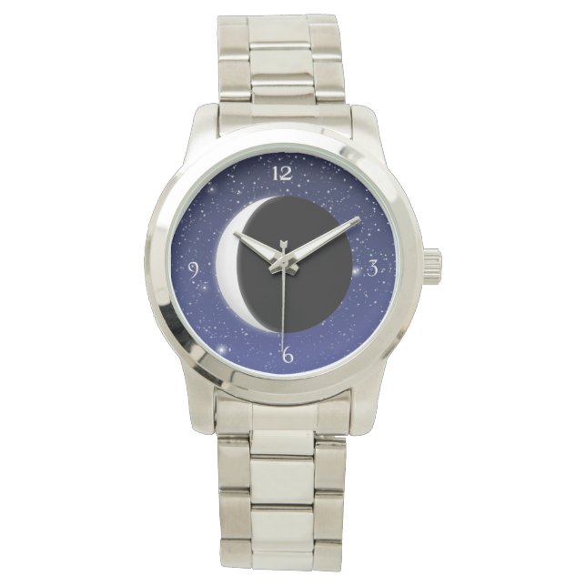 Montre Crescent Moon sur un Arrière - plan étoilé (devant)