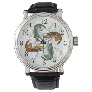 Montre Crevettes en blanc avec des chiffres