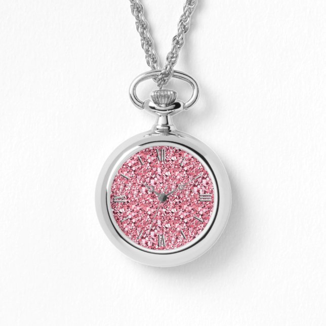 Montre cristal druzy - quartz rose rose (Recto)