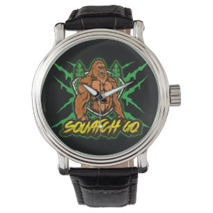Montre Crochet GQ Vintage bracelet en cuir noir pour homm