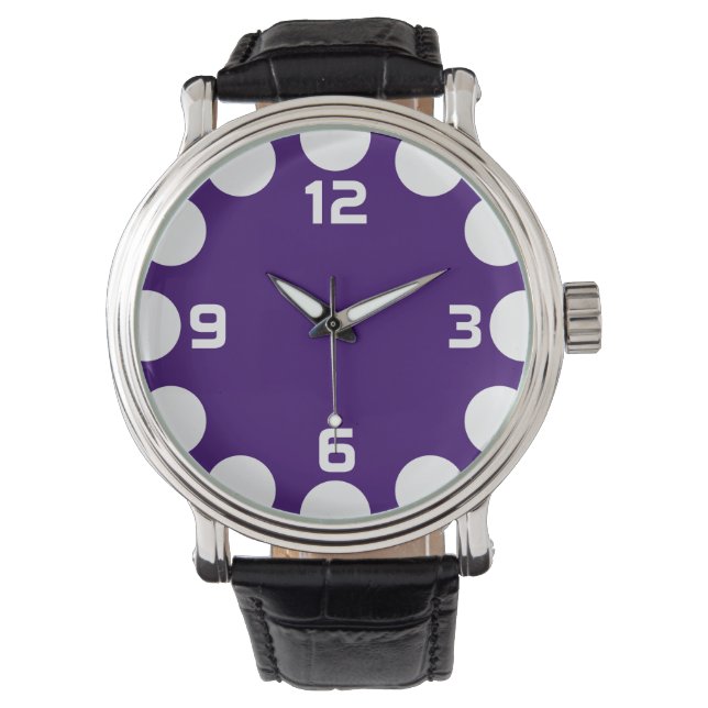 Montre Croissant couleur - Blanc sur violet profond (devant)