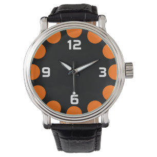 Montre Croissant couleur - orange sur noir
