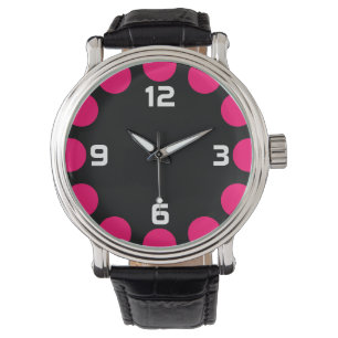 Montre Croissant couleur - Rouge néon sur noir