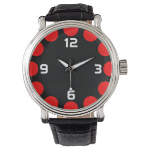 Montre Croissant couleur - Rouge sur noir