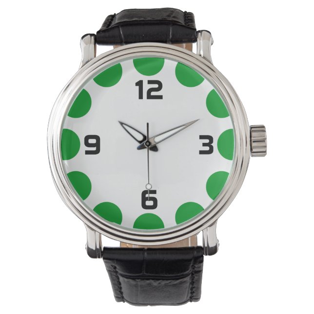Montre Croissant couleur - Vert gris sur blanc (devant)