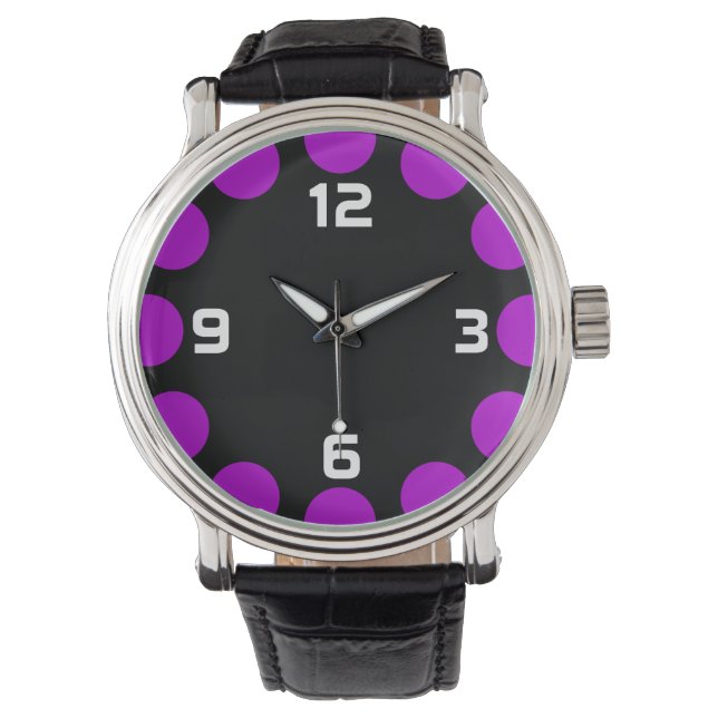 Montre Croissant couleur - Violet sur noir (devant)