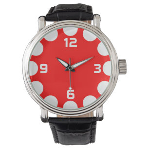 Montre Croissant de couleur - Blanc sur rouge