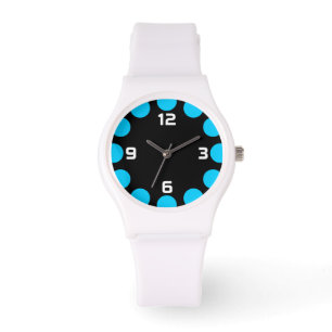 Montre Croissant de couleur - bleu ciel sur noir