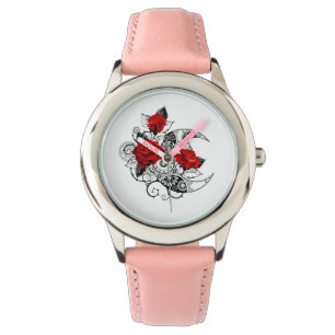 Montre Croissant mécanique avec roses rouges