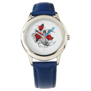 Montre Croissant mécanique avec roses rouges