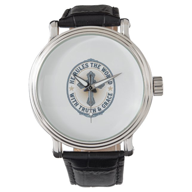 Montre Croix Chrétienne Il Règne sur le Monde (devant)