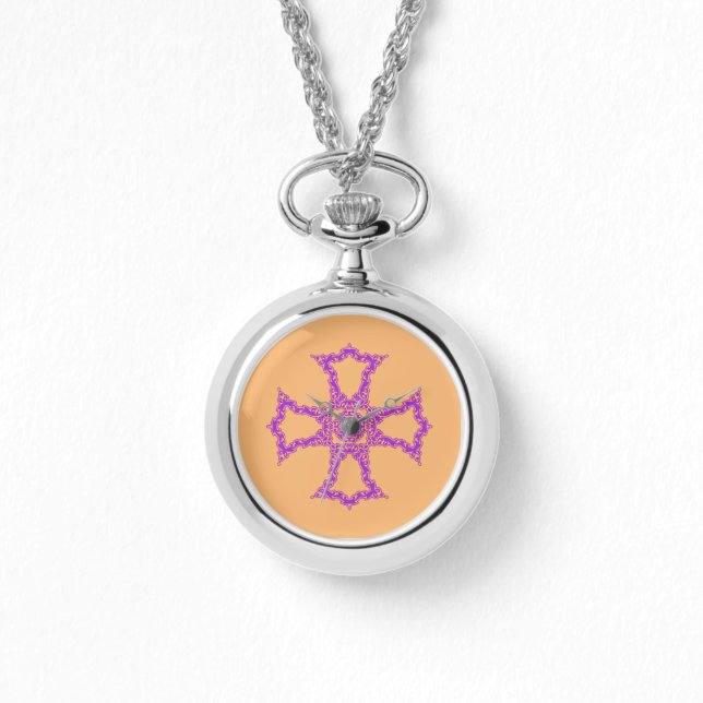 Montre Croix chrétienne rose (Recto)