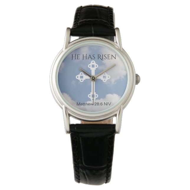 Montre Croix dans Ciel nuageux Résurrection Bleu Cadeau P (devant)