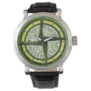 Montre Croix de Brigid verte sur vert