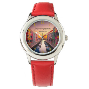 Montre Croix de foi chrétienne noire avec chiffres 6:26